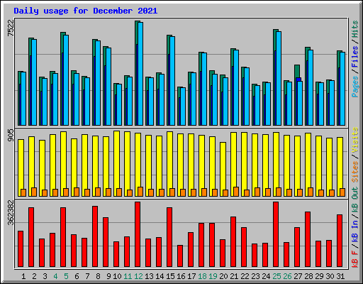 Daily usage for December 2021