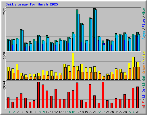 Daily usage for March 2025