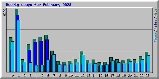 Hourly usage for February 2023